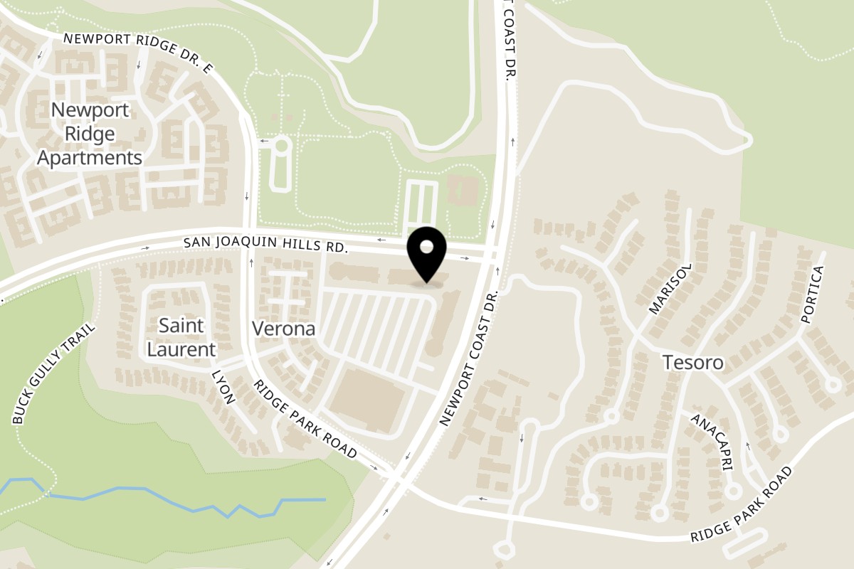 Map showing the location of Mustard Cafe on 21137 Newport Coast Dr in Newport Coast